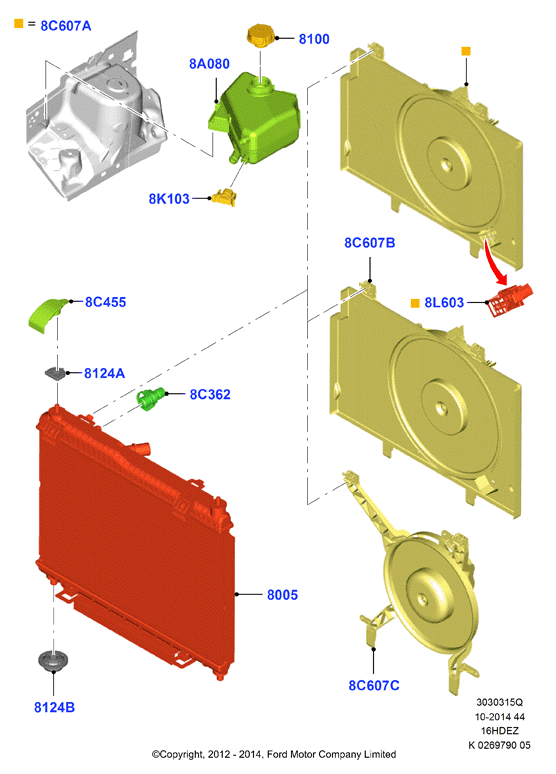 Радиатор/расшр.бачок для охл.жидк., Zetec 1.6 DOHC EFI