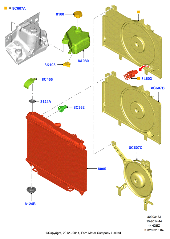 Радиатор/расшр.бачок для охл.жидк., Zetec 1.4 DOHC EFI