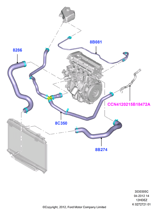 Трубопр.и шланги сист.охлажд., Zetec-S 1.25 DOHC EFI