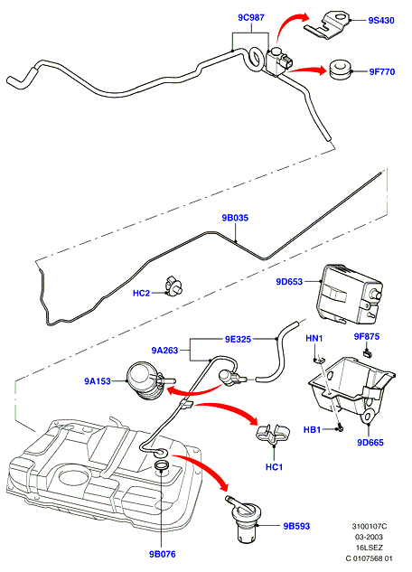 Система улавливания паров топлива, 1.6 Zetec Rocam