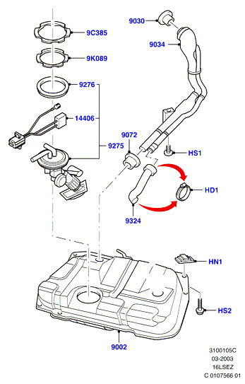 Топл. бак и сопутствующие эле., 1.6 Zetec Rocam