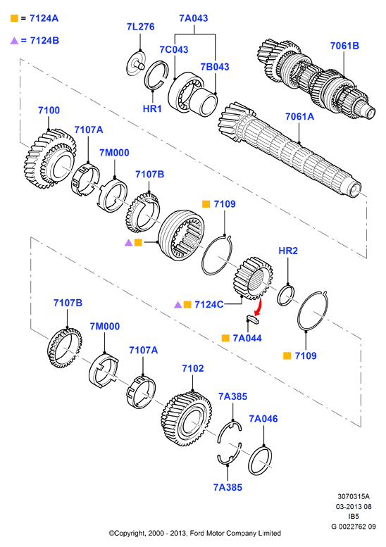 Вторичн.вал, шестерни и подшипники, 5 Speed Manual Transaxle