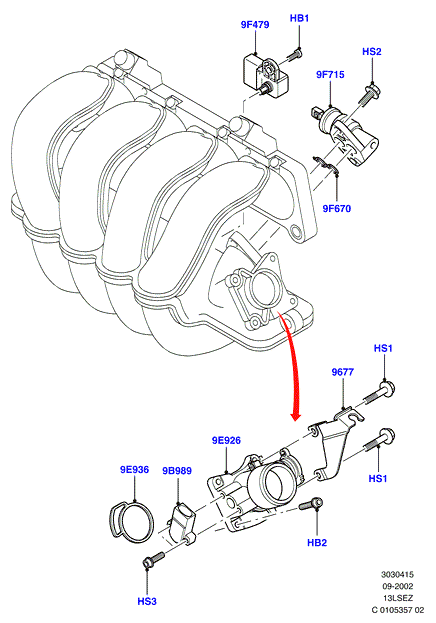 Корпус дроссельной заслонки, Zetec Rocam 1.3 SOHC