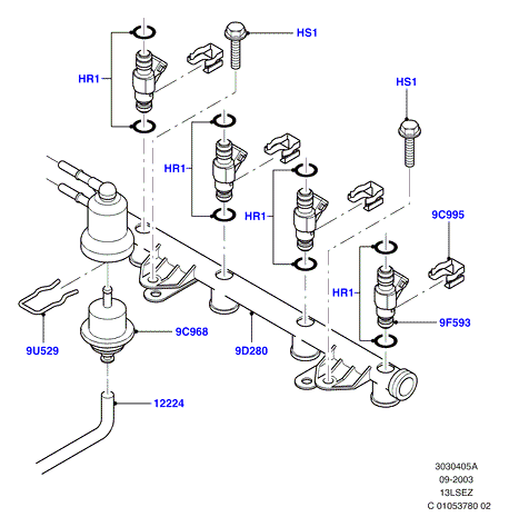 Топливные форсунки и трубопроводы, Zetec Rocam 1.3 SOHC