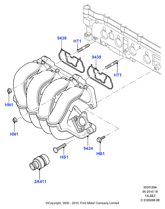 Впускной коллектор, Zetec Rocam 1.3 SOHC