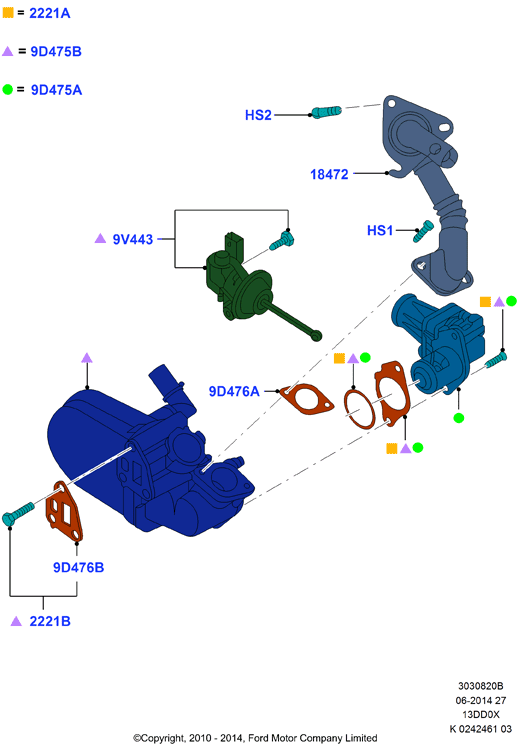 Рециркуляция отработавших газов, 1.3L CR TC Diesel