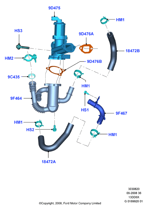 Рециркуляция отработавших газов, 1.3L CR TC Diesel