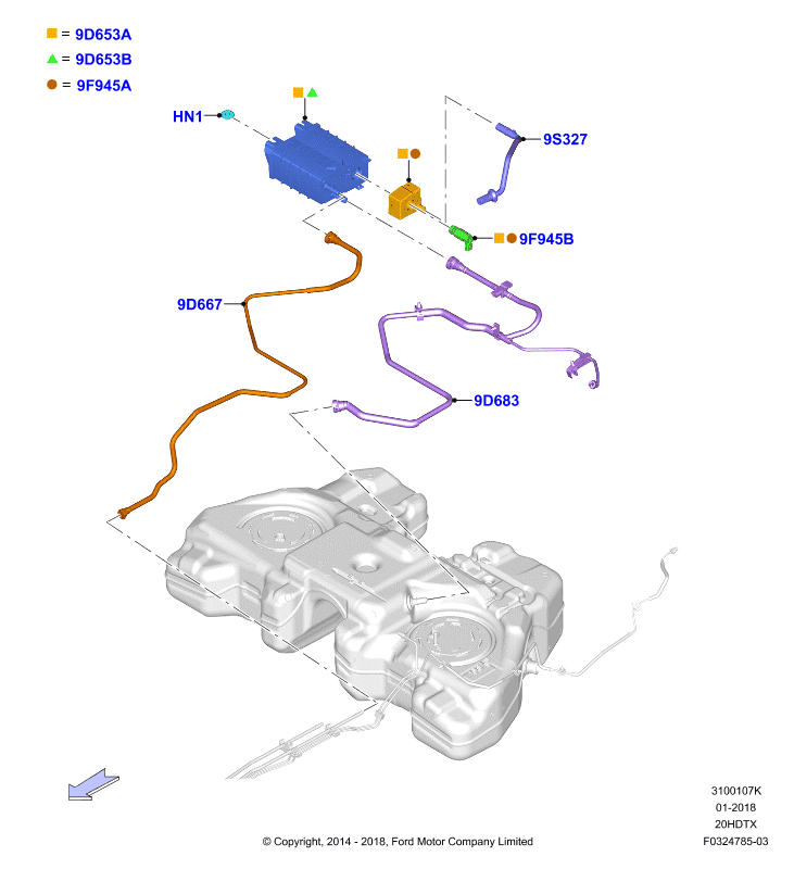 Система улавливания паров топлива, 2.0 DOHC 16В с турбокомпрессором