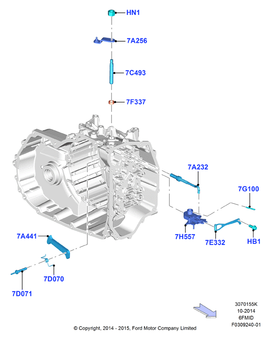 Механизмы управл. коробки передач, 6F 6 Speed Mid Range Auto
