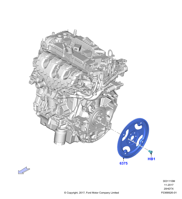 Маховик, 2.0 DOHC 16В с турбокомпрессором