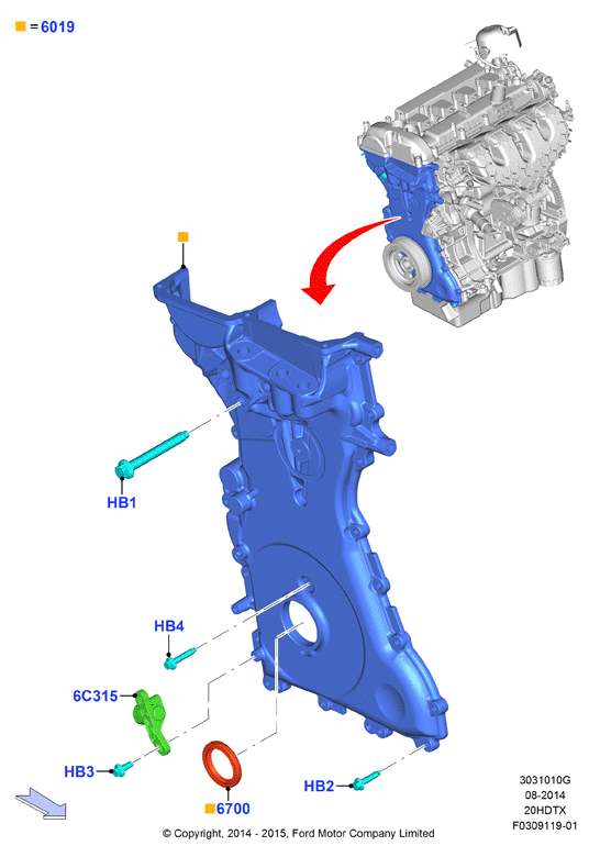 Крышки газораспредели. механизма, 2.0 DOHC 16В с турбокомпрессором