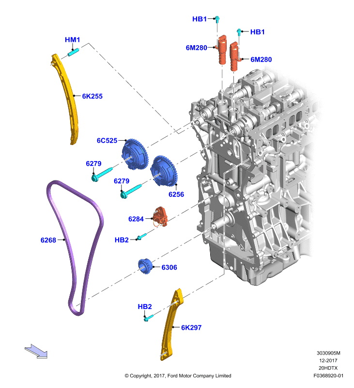Газораспределительный механизм, 2.0 DOHC 16В с турбокомпрессором