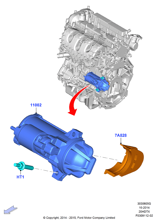 Опоры стартера, 2.0 DOHC 16В с турбокомпрессором