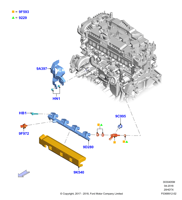 Топливные форсунки и трубопроводы, 2.0 DOHC 16В с турбокомпрессором