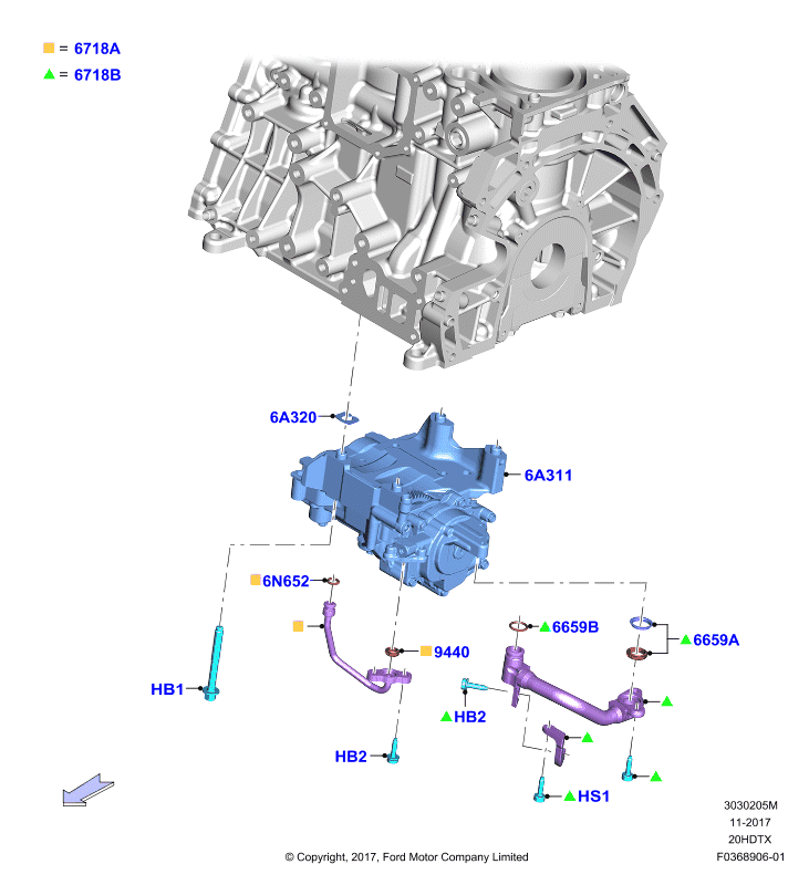 Масляный насос, 2.0 DOHC 16В с турбокомпрессором