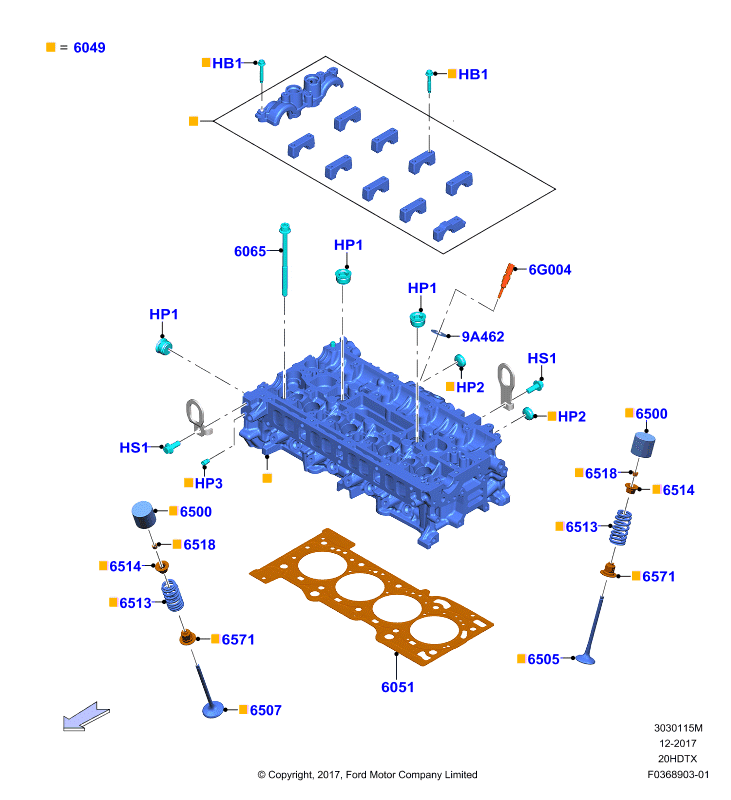 Головка цилиндров, 2.0 DOHC 16В с турбокомпрессором
