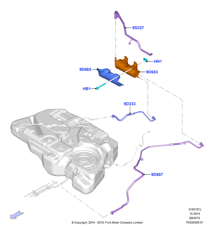 Система улавливания паров топлива, 2.0 DOHC 16В с турбокомпрессором