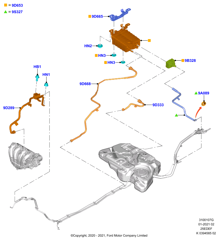 Система улавливания паров топлива, 2.5L 16v Gas/Elec Hybrid