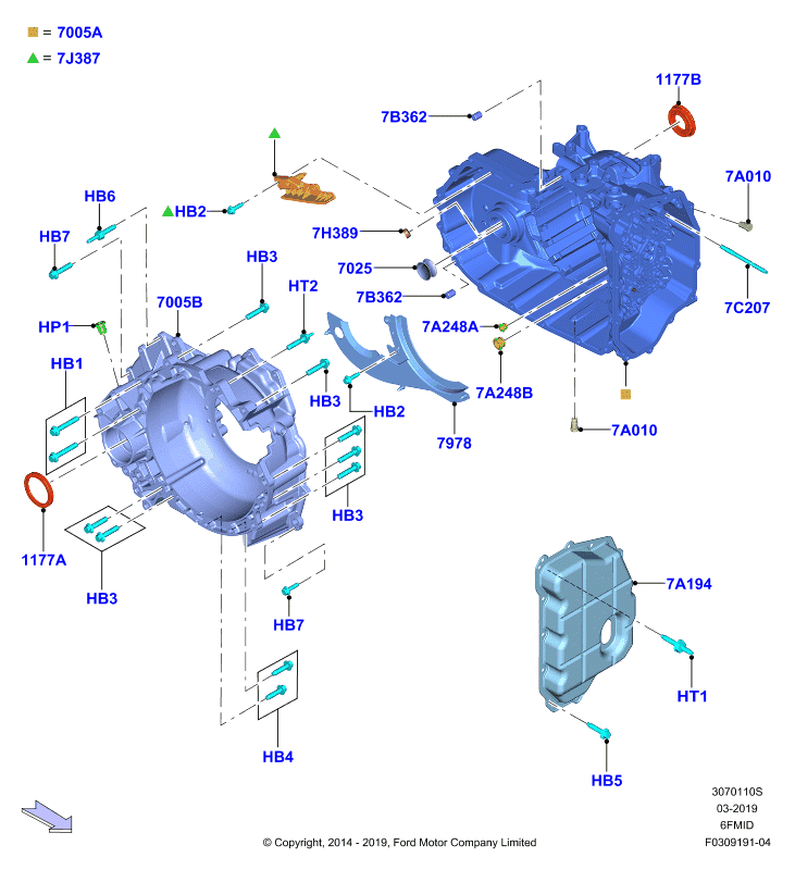 Внешние эл-ты коробки передач, 6F 6 Speed Mid Range Auto
