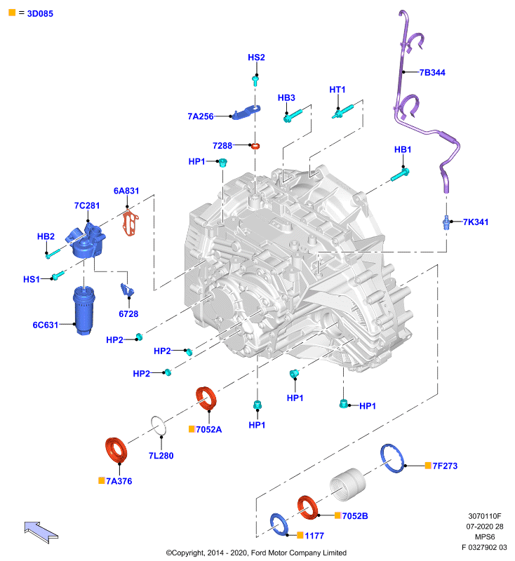 Внешние эл-ты коробки передач, 6 Speed Trans Powershift