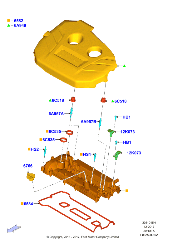 Крышка головки цилиндров, 2.0 DOHC 16В с турбокомпрессором