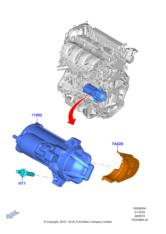 Стартер, 2.0 DOHC 16В с турбокомпрессором