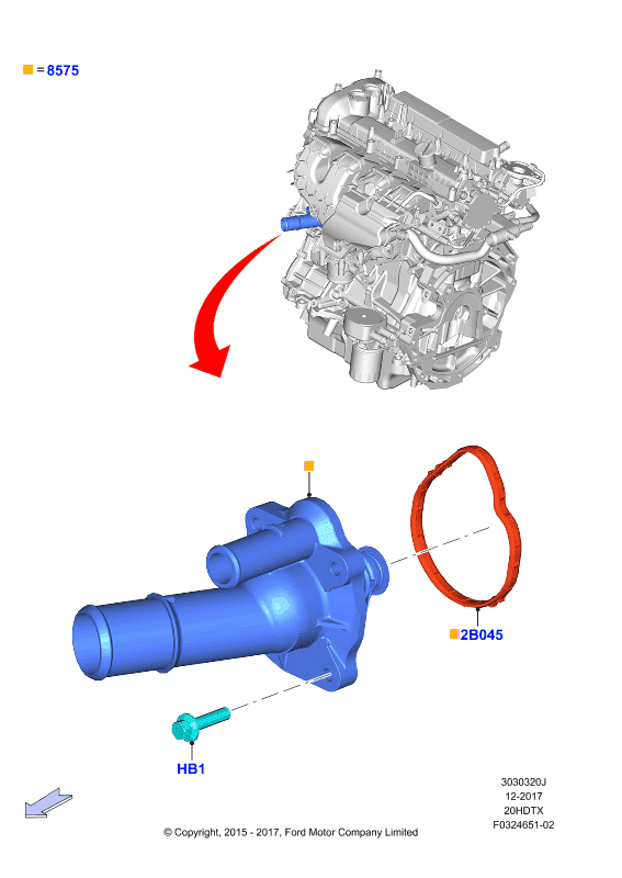 Термостат/корпус и сопут.эл-ты, 2.0 DOHC 16В с турбокомпрессором