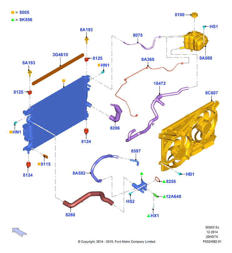 Радиатор/расшр.бачок для охл.жидк., 2.0 DOHC 16В с турбокомпрессором