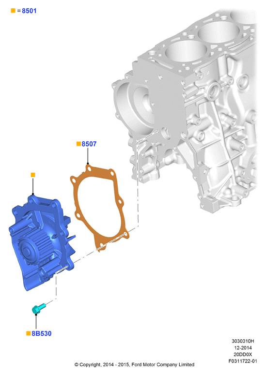 Насос охлаждающей жидкости, 2.0 DI Diesel
