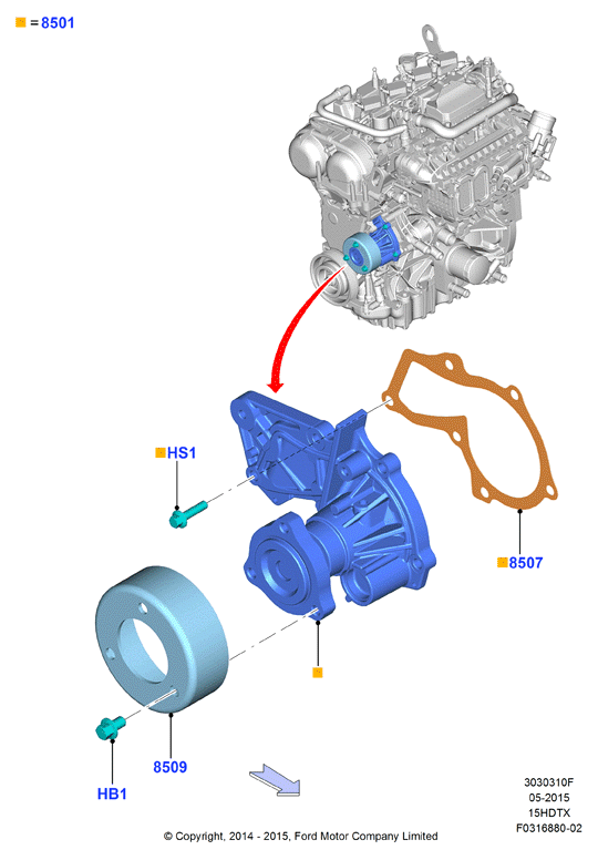 Насос охлаждающей жидкости, 1.5L GTDI                (15HDTX_C)