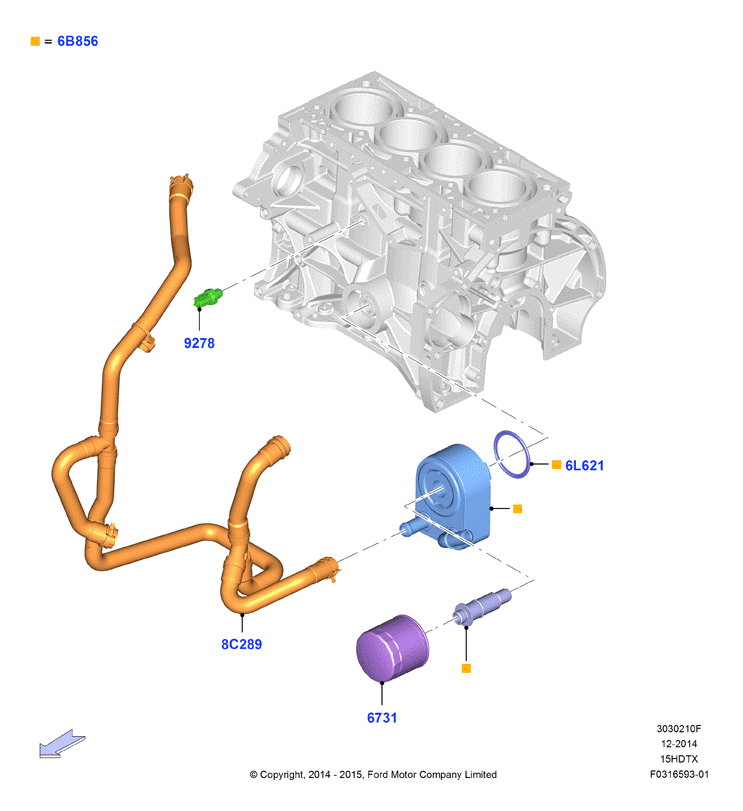 Масляный радиатор и фильтр, 1.5L GTDI                (15HDTX_C)