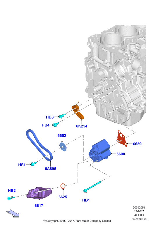 Масляный насос, 2.0 DOHC 16В с турбокомпрессором
