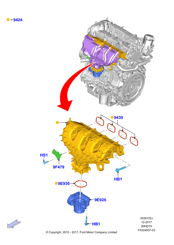 Впускной коллектор, 2.0 DOHC 16В с турбокомпрессором