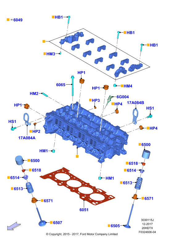 Головка цилиндров, 2.0 DOHC 16В с турбокомпрессором