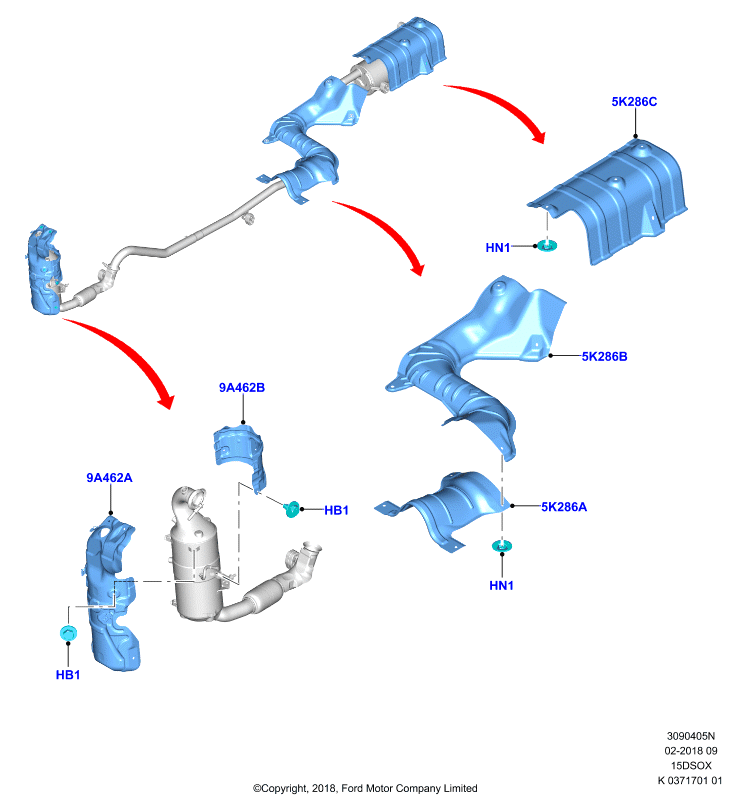 Теплозащитные экраны сист.выпуска, 1.5L SOHC DI TC I4 DIESEL  (15DSOX)