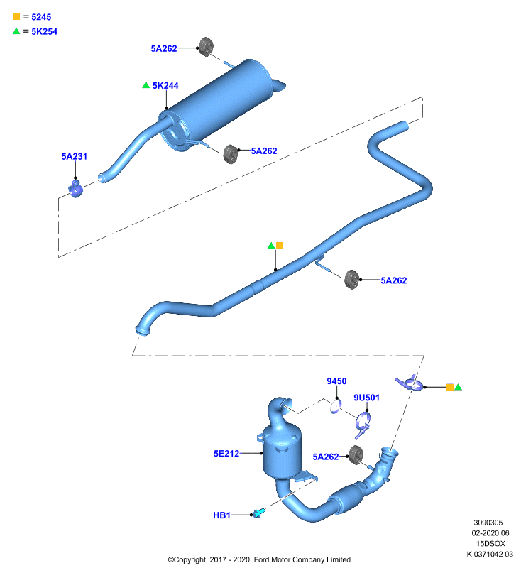 Система выпуска, 1.5L SOHC DI TC I4 DIESEL  (15DSOX)