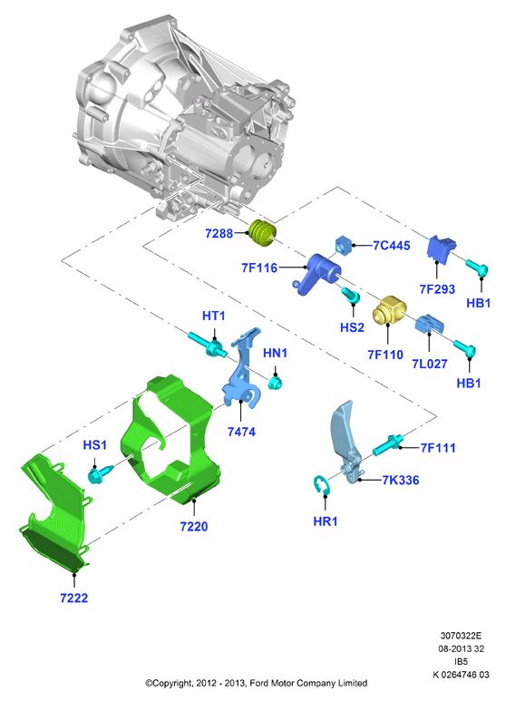 Наружные рычаги селектора & корпус, 5 Speed Manual Transaxle