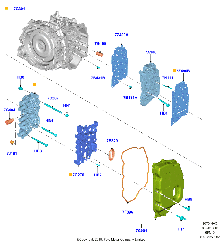 Блок клапанов и главн.блок упр., 6F 6 Speed Mid Range Auto