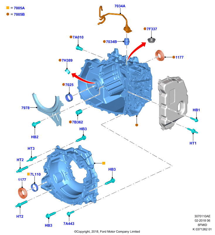 Внешние эл-ты коробки передач, 6F 6 Speed Mid Range Auto