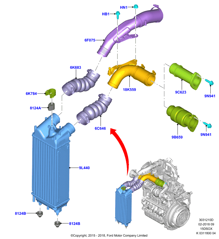 Пром.теплообм/воздуховоды и шланги, 1.5L SOHC DI TC I4 DIESEL  (15DSOX)