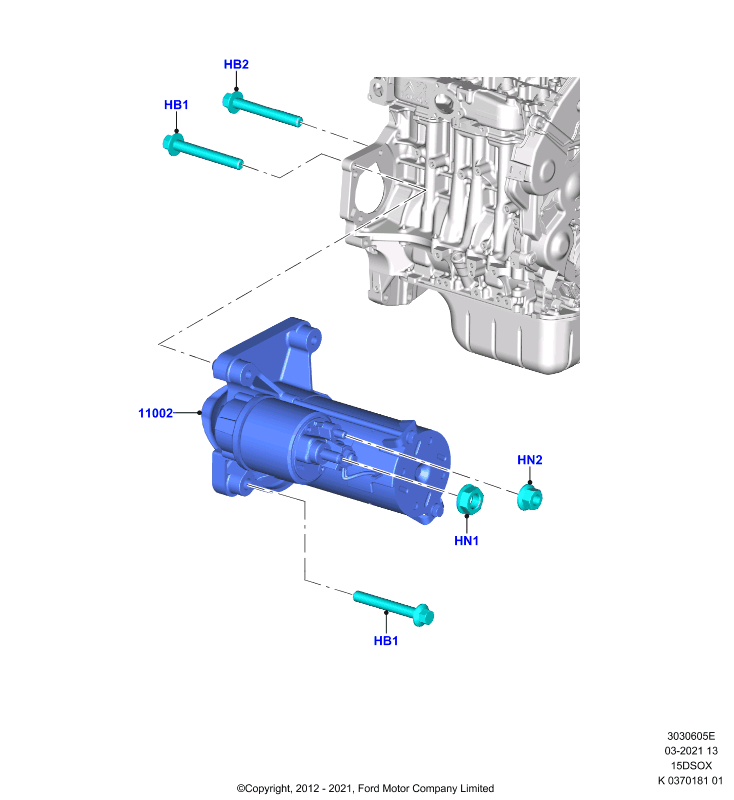 Опоры стартера, 1.5L SOHC DI TC I4 DIESEL  (15DSOX)