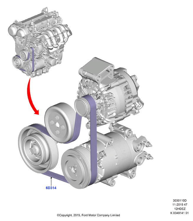 Шкивы и приводные ремни, Zetec-S 1.25 DOHC EFI