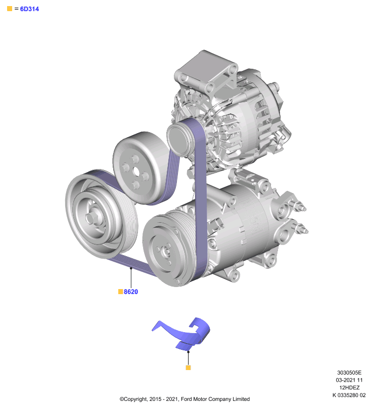 Шкивы и приводные ремни, Zetec-S 1.25 DOHC EFI