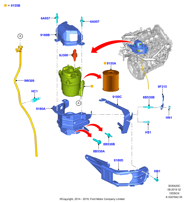 Топливный фильтр, 1.5L SOHC DI TC I4 DIESEL  (15DSOX)