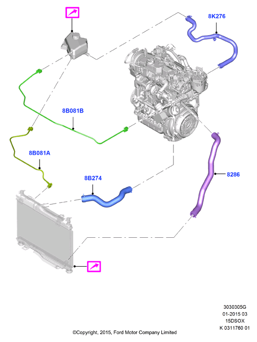 Трубопр.и шланги сист.охлажд., 1.5L SOHC DI TC I4 DIESEL (15DSOX)