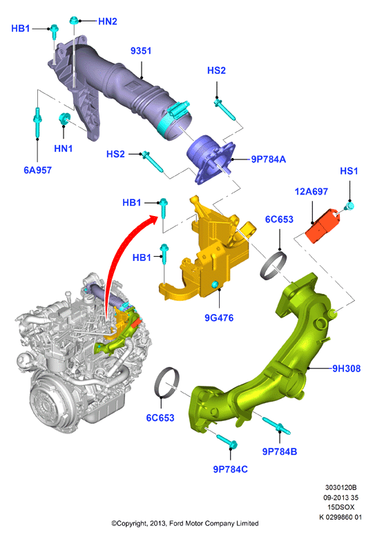 Впускной коллектор, 1.5L SOHC DI TC I4 DIESEL  (15DSOX)