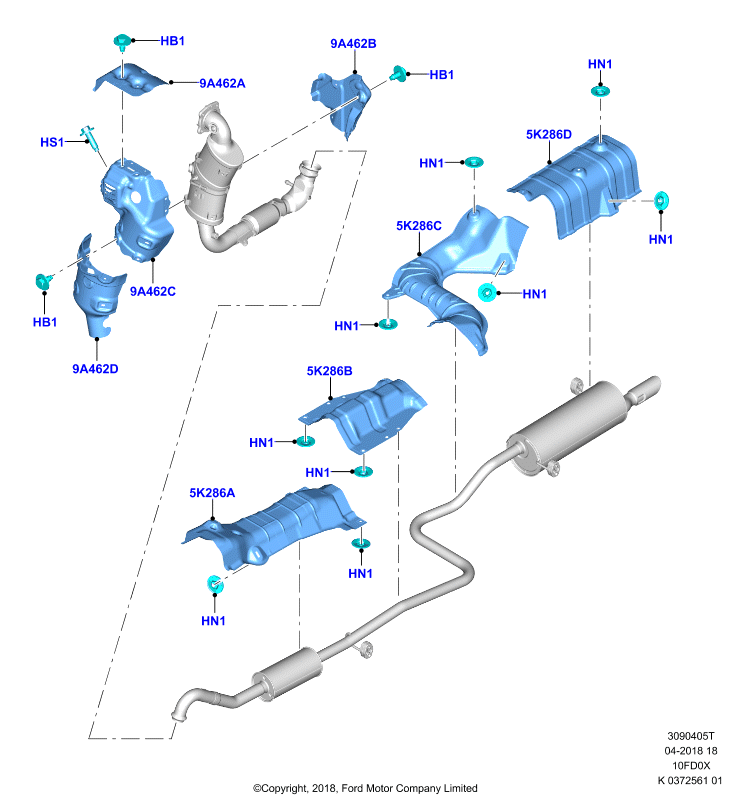 Теплозащитные экраны сист.выпуска, 1.0L 3 CYL Fox (10FD0X)