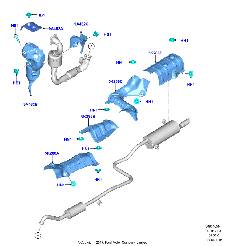 Теплозащитные экраны сист.выпуска, 1.0L 3 CYL Fox (10FD0X)