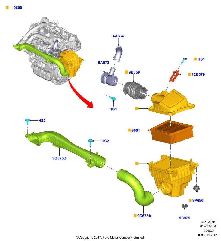 Воздушный фильтр, 1.5L SOHC DI TC I4 DIESEL  (15DSOX)