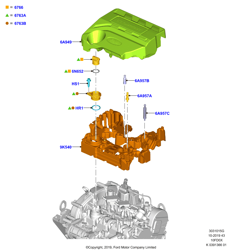 Крышка головки цилиндров, 1.0L 3 CYL Fox             (10FD0X)